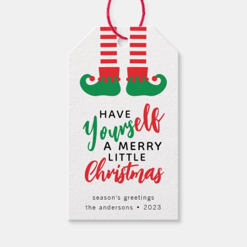 Funny Elf Merry Christmas Gift Tags
