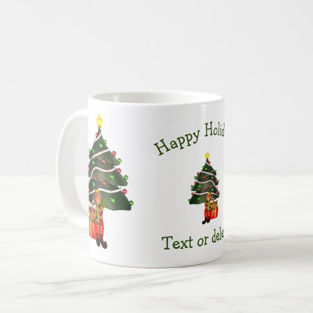 Funny Elf Personalized Christmas Holiday  Coffee Mug (Front Left)