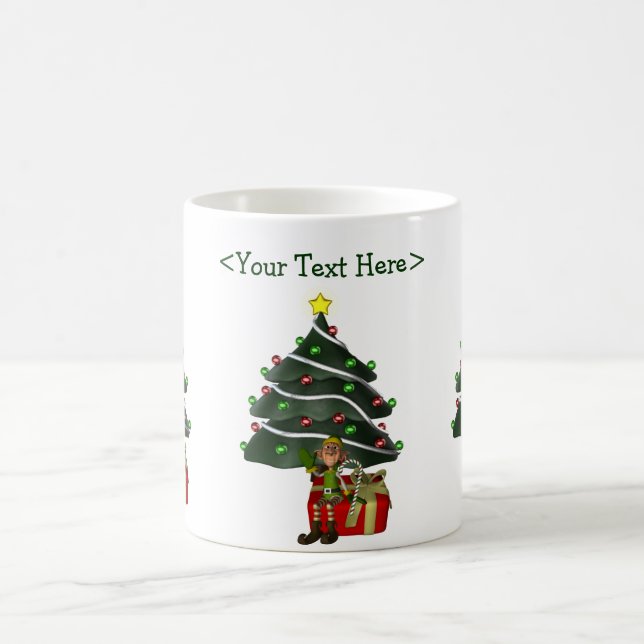Funny Elf Personalized Christmas Holiday Mug (Center)