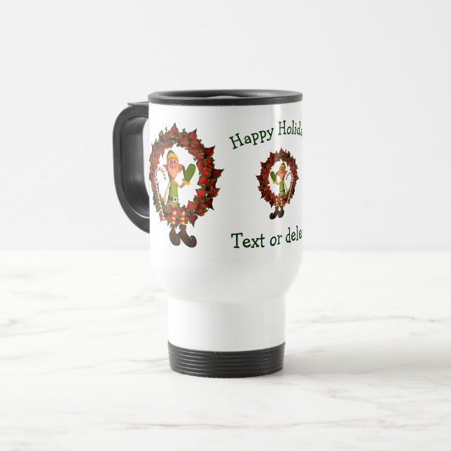 Funny Elf Personalized Christmas Holiday   Travel Mug (Front Left)