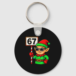 Funny Elf Six Seven 6 7 Meme Christmas Costume 67  Keychain
