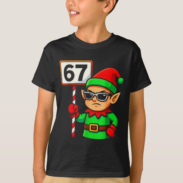 Funny Elf Six Seven 6 7 Meme Christmas Costume 67  T-Shirt (Front)