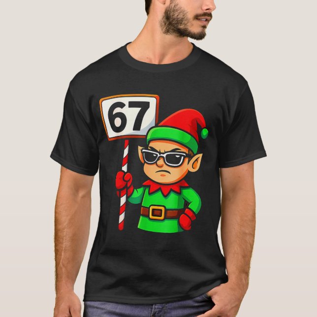 Funny Elf Six Seven 6 7 Meme Christmas Costume 67  T-Shirt (Front)