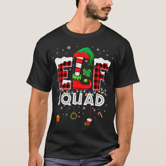 Funny Elf Squad Christmas Family Matching Pajamas  T-Shirt (Front)