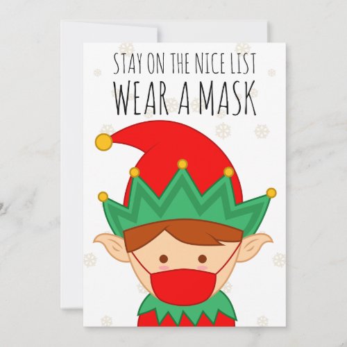Funny Elf Stay on the Nice List Wear a Mask Holiday Card