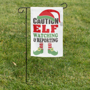 Funny "Elf Watching" Christmas Garden Flag