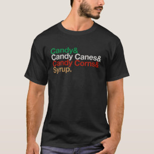Funny Elf Xmas Food Groups List Candy Canes Corns T-Shirt