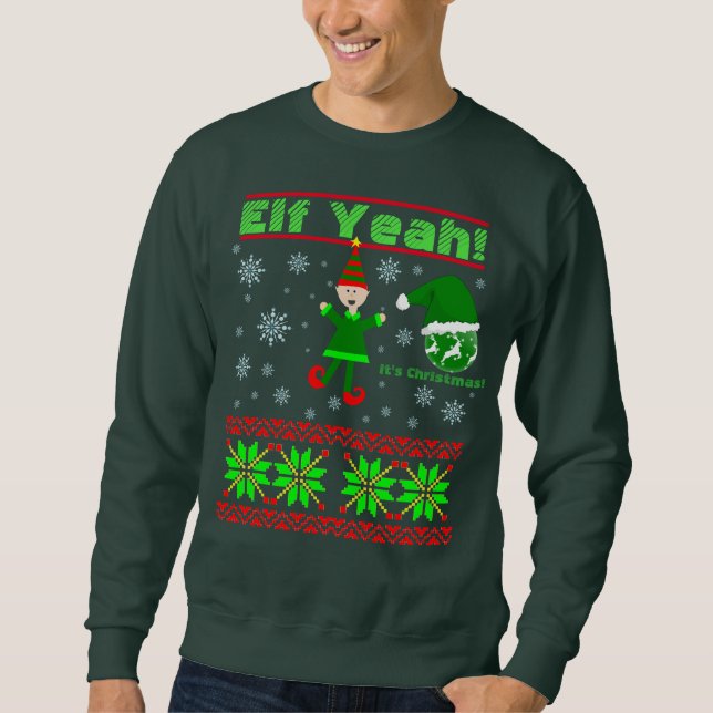 Funny Elf Yeah Christmas Sweatshirt (Front)