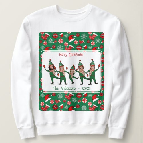 Funny Elf Your Family Of 5 Ugly Christmas Sweater