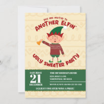 Funny Elfin' Christmas Ugly Sweater Party Invitation