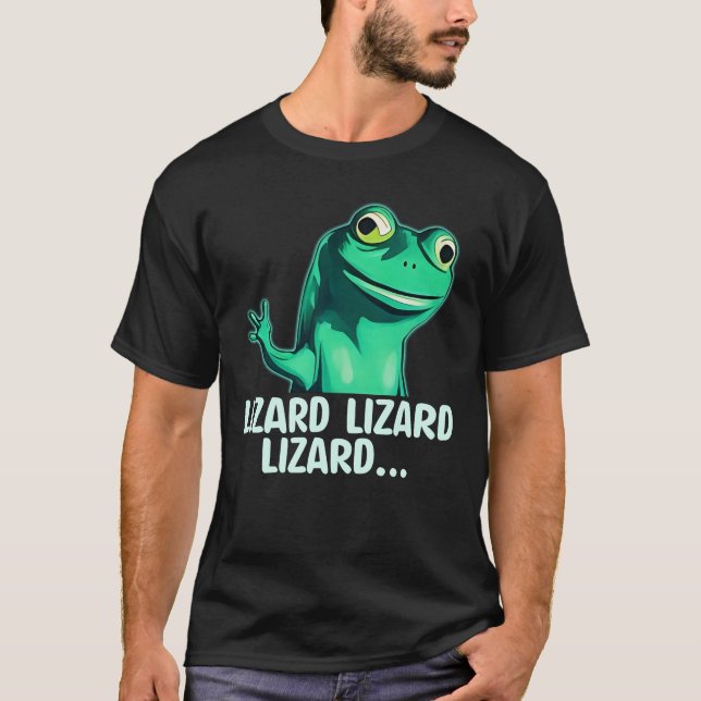 Funny Elio Lizard Button Meme  T-Shirt (Front)