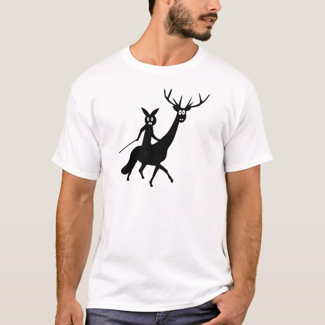 funny elk and bunny icon T-Shirt (Front)
