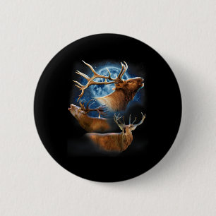 Funny Elk Hunting Shirt - Elk Shirt Elk Howling At Button