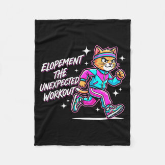 Funny Elopement The Unexpected Workout Retro Cat Fleece Blanket