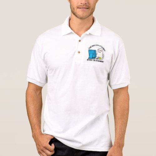 Funny Email attachment work office meme character Polo Shirt