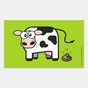 Funny Embarrassed Pooping Cow Rectangular Sticker