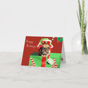 Funny Embarrassed Pug Holiday Card