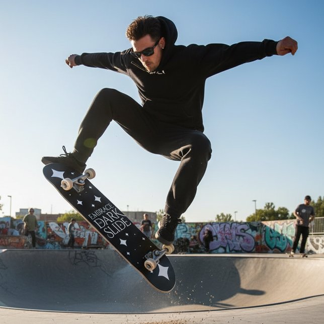 Funny Embrace the Darkslide White Stars Skateboard (Embrace the Darkslide Skateboard Cover Photo)