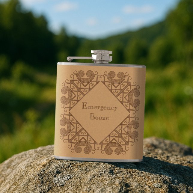 Funny Emergency Booze Add Your Text Celtic Style Flask (Creator Uploaded)