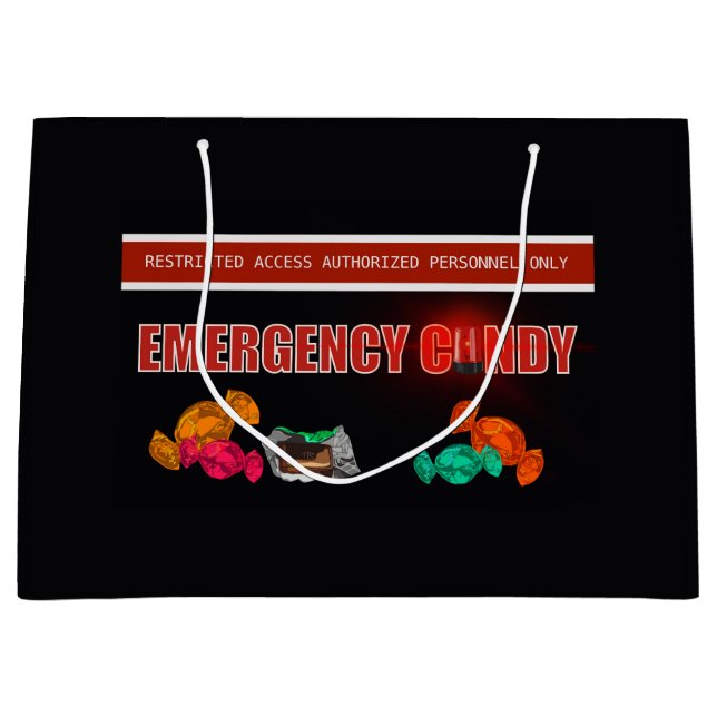  Funny Emergency Candy Safety First Large Gift Bag (Front)