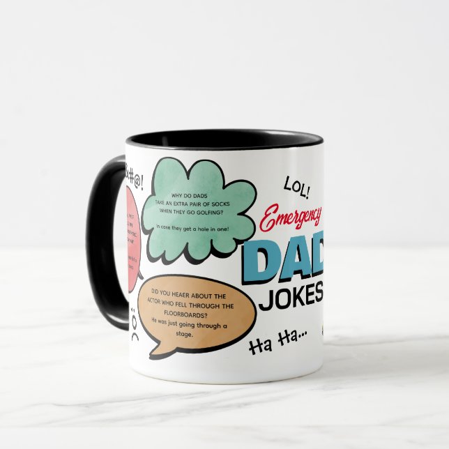 Funny Emergency Dad Jokes Gift Mug (Front Left)