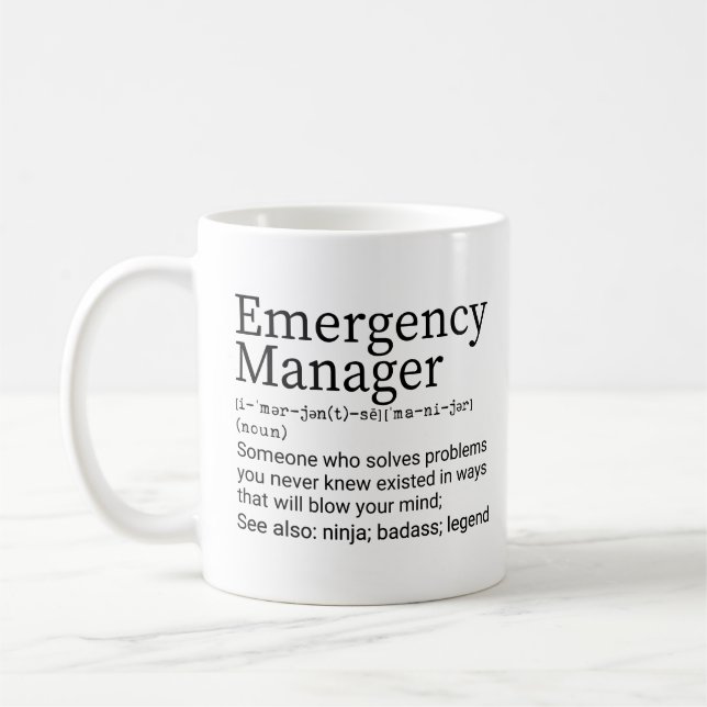 Funny Emergency Manager Definition Coffee Mug (Left)