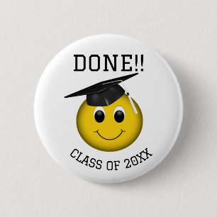 Funny Emoji "Done" Graduation Button
