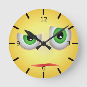 Funny Emoji Face Round Clock