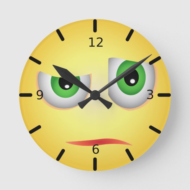 Funny Emoji Face Round Clock (Front)