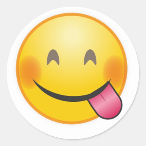 Funny Emoji face savoring delicious food yellow Classic Round Sticker