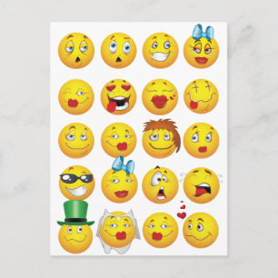 Funny Emoji Faces Cool Awesome Smiles Postcard