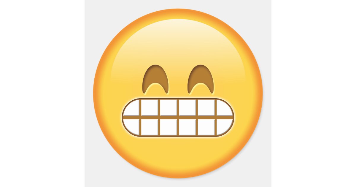 Funny emoji glossy round sticker | Zazzle