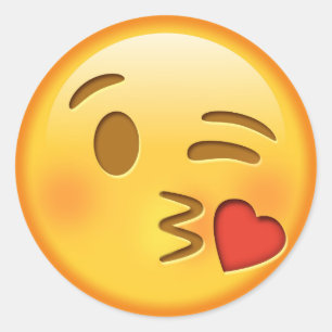 Funny emoji glossy round sticker
