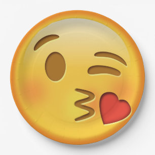 Funny emoji kiss paper plate