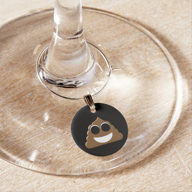 Funny Emoji Poo Wine Glass Charm (In Situ)