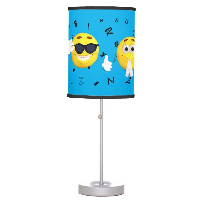 Funny Emoji Text Design Table Lamp (Front)