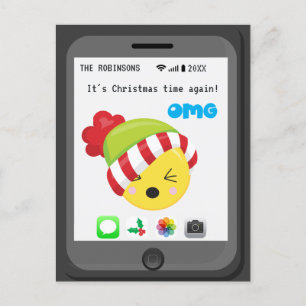 Funny Emoji themed Happy Christmas Greetings Announcement Postcard