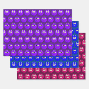 Funny Emoticon Faces Tiled Pattern Wrapping Paper Sheets