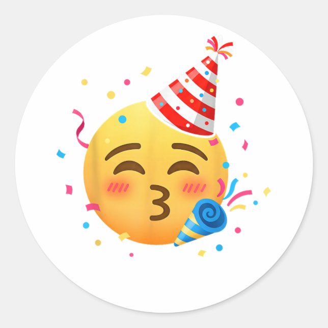 Funny Emoticon Party Classic Round Sticker (Front)