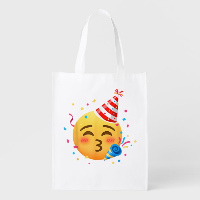 Funny Emoticon Party Grocery Bag (Front)