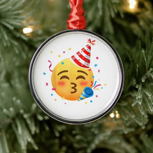 Funny Emoticon Party Metal Ornament (Tree)