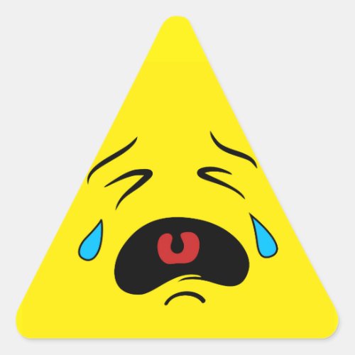 Funny Emoticon Super Sad Face Crying Emoji  Triangle Sticker