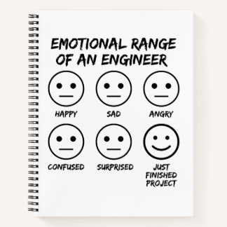 Funny Emotional Range Of An Engineer Fan Faces Notebook