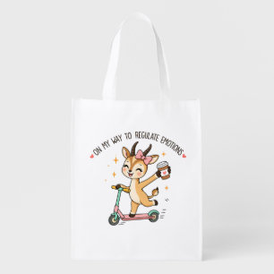 Funny Emotional Regulation Gazelle with Coffee Grocery Bag