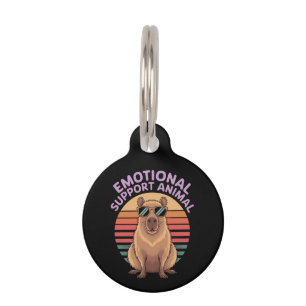 Funny Emotional Support Animal Capybara Lover Gift Pet ID Tag