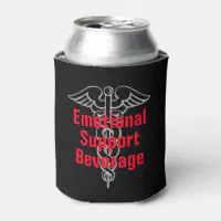 Emotional Support Beverage Joke Beer or Soda Bottle Cooler