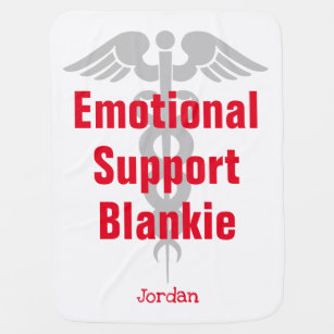 Funny Emotional Support Blankie with Name White Baby Blanket