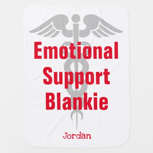 Funny Emotional Support Blankie with Name White Baby Blanket