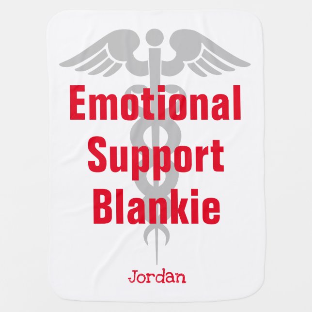 Funny Emotional Support Blankie with Name White Baby Blanket (Front)