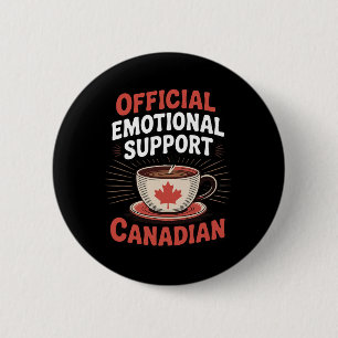 Funny Emotional Support Canadian Hockey Player Coa Button